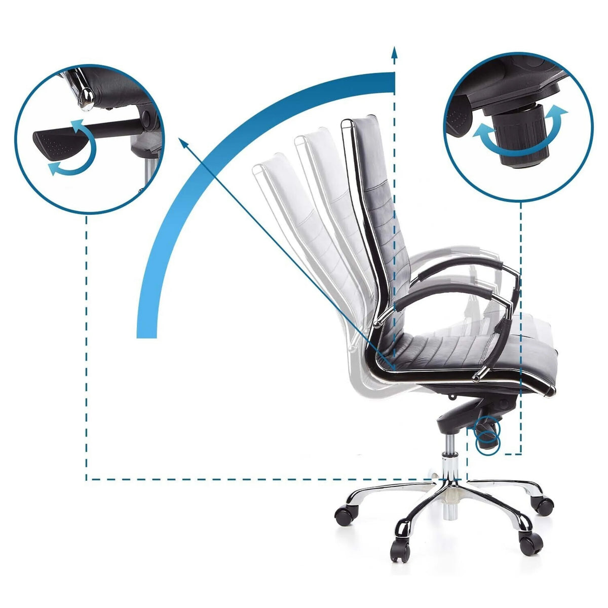 Adjustable backrest and control knob of the Professional Executive Chair PARMA 20 by hjh OFFICE