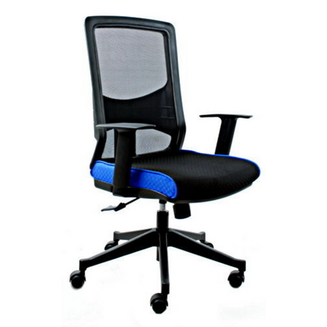 Profi-Bürostuhl LAVITA in Schwarz und Blau mit Netzrückenlehne und Armlehnen von hjh OFFICE