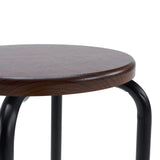 Round walnut-look seat of the ALRANDA stool with a black base by hjh LIVING