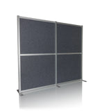 Grey Partition wall FLEXMIUT MODUL with aluminium frame and feet by hjh OFFICE – 360-degree view (front three-quarter view 30°)