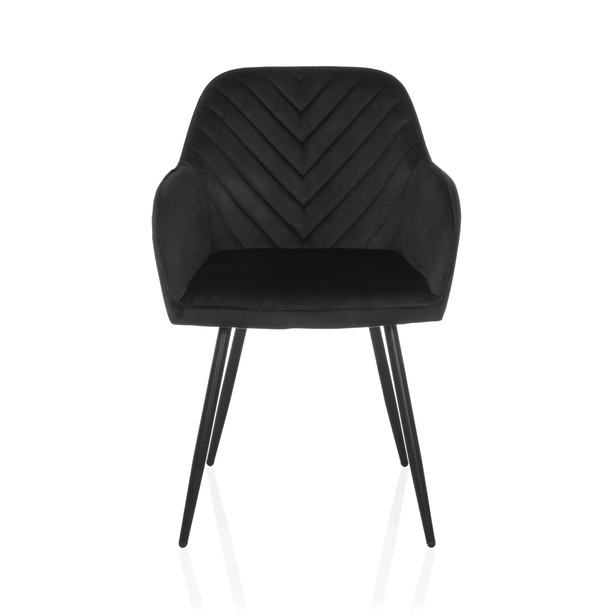 Black Dining chair CHARVELLE with quilted backrest and four legs by hjh LIVING – 360-degree view (front view 0°)
