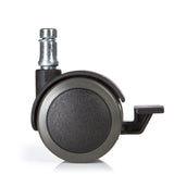 Black Castors 5x ROLO STOP 10mm/50mm for hard floors with locking brake and metal pin by hjh OFFICE