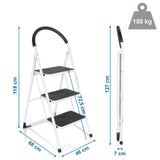 Dimensional view of the Folding Ladder SOLID W2 with a height of 118 cm and a load capacity of 150 kg by hjh OFFICE