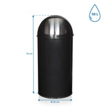 Dimensional view of the Wastepaper PUSH 50L with a height of 74 cm and a diameter of 35 cm by hjh OFFICE