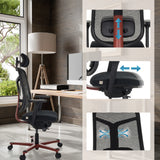 Adjustable headrest, seat, and mesh backrest of the High End Office Chair BICOLORE HIGH by hjh OFFICE