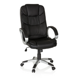 Schwarzer Homeoffice Chefsessel RELAX BY155 mit Armlehnen und Fußkreuz mit fünf Rollen von MyBuero – 360-Grad-Ansicht (Frontansicht 20°)