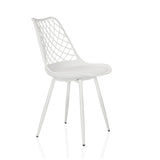 White Outdoor chair BEGIO S with a grid backrest and four legs by hjh LIVING – 360-degree view (front three-quarter view 60°)