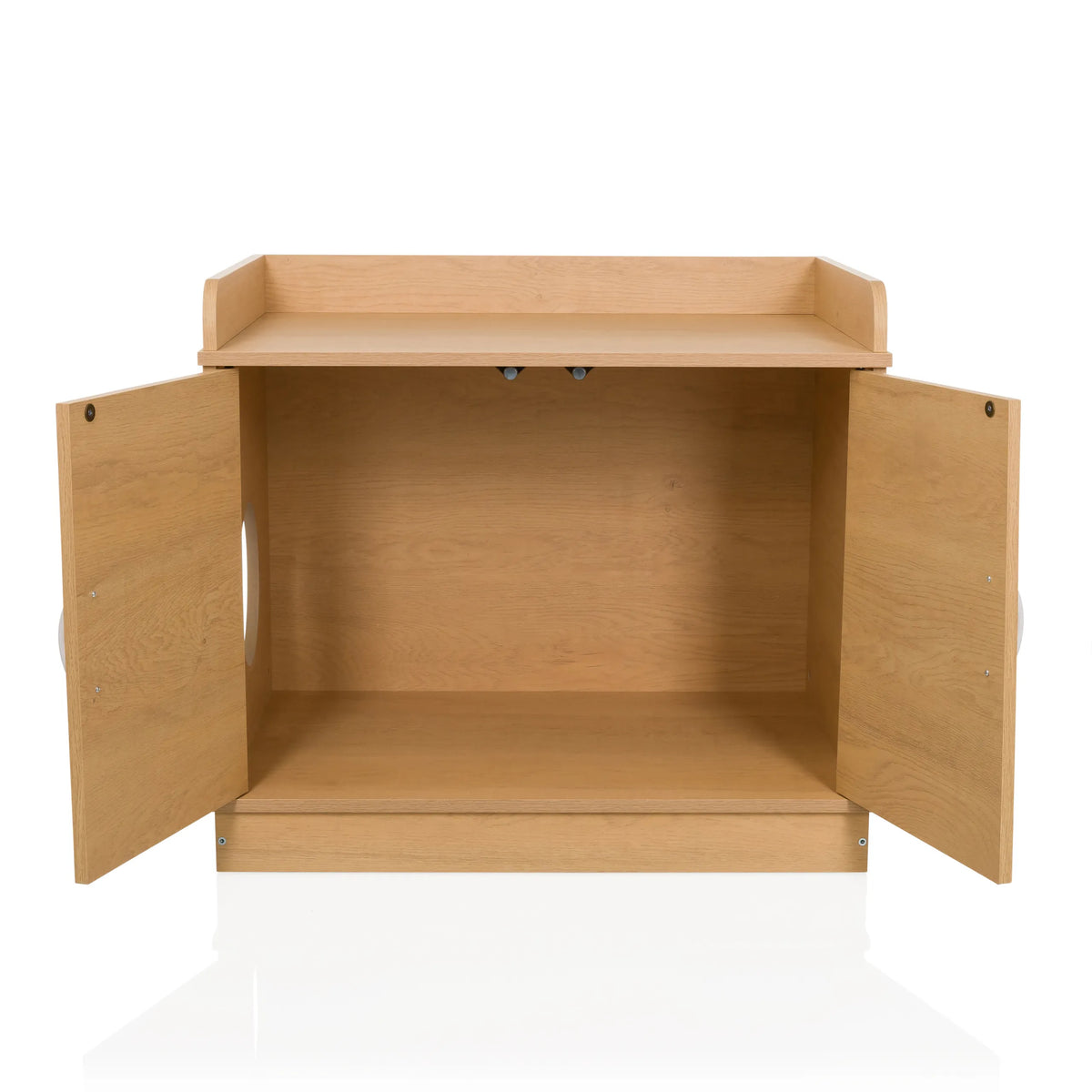 Open KITTYHOME 2 cat house in beech effect with two doors and a shelf by hjh LIVING
