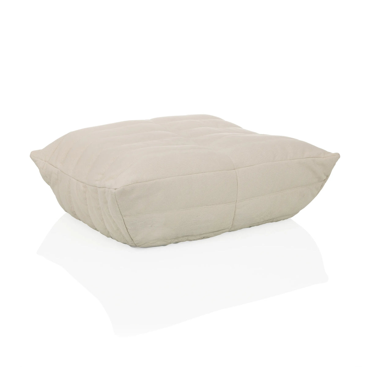 Beige Beanbags Sitzolo Podi with ribbed fabric cover by hjh LIVING – 360-degree view (front three-quarter view 30°)