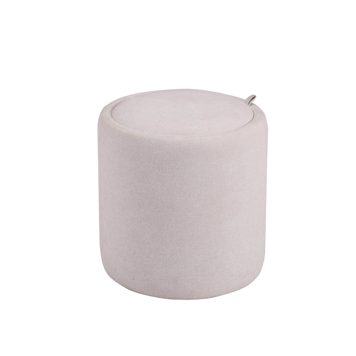 Cylindrical Nestup side table in white textile look with a small handle on the upper edge by hjh LIVING