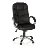 Black Home Office Executive Chair RELAX BY155 with armrests and five-caster base by MyBuero – 360-degree view (front view 20°)