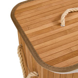 Bamboo lid with rope handle of the Falster 72 laundry basket in brown by hjh LIVING