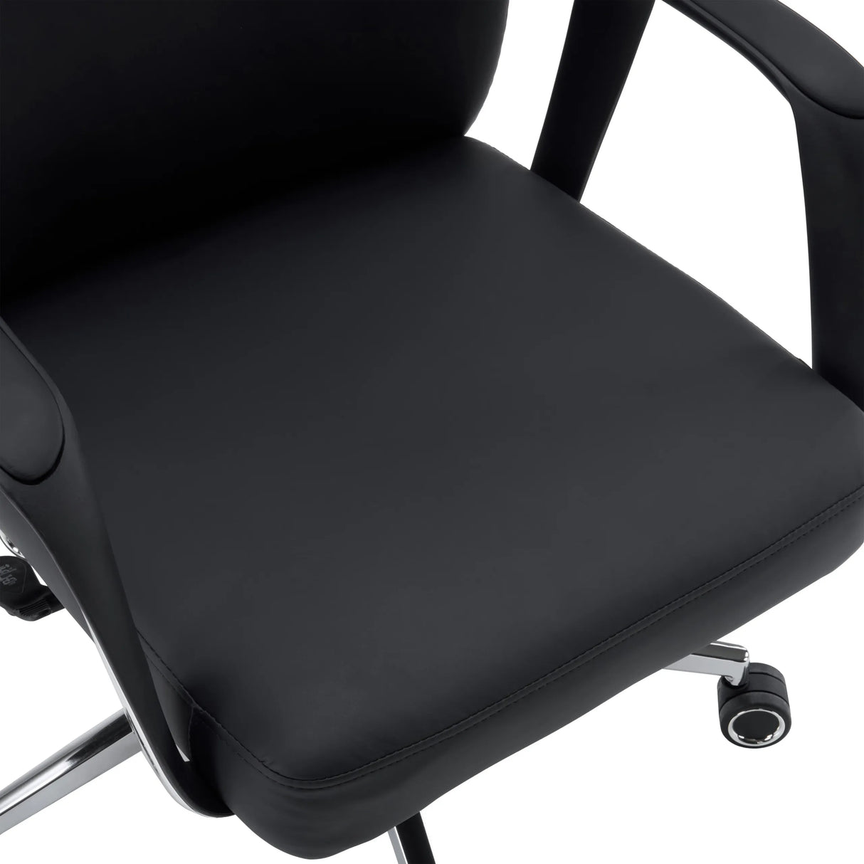 Padded seat of the VELVET ECO Professional Executive Chair in black with a visible carpet caster by hjh OFFICE