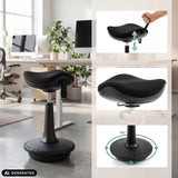 Height-adjustable seat and 360-degree swivel base of the Balance Sit Ergo standing aid by hjh OFFICE (AI-generated image)
