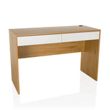 Office Desk BERGA in oak and white with two drawers and cable outlet by hjh LIVING – 360-degree view (front view 15°)