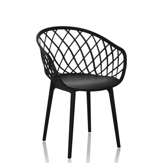 Black Shell chair BEGIO B with grid-like backrest and four legs by hjh OFFICE