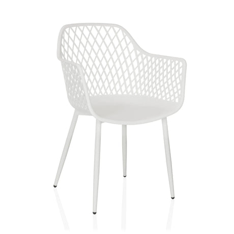 White Outdoor chair BEGIO L with grid-like backrest and armrests by hjh LIVING