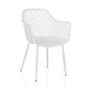 White Outdoor chair BEGIO L with grid-like backrest and armrests by hjh LIVING
