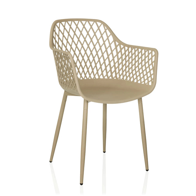 Beige Outdoor chair BEGIO L with mesh backrest and four legs by hjh LIVING