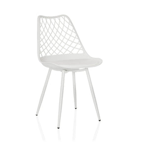 White Outdoor chair BEGIO S with a grid-like backrest and four slender legs by hjh LIVING