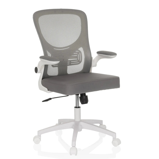 Home Office Chair BELIO W in grey with mesh backrest and white frame by hjh OFFICE