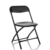 Schwarzer Outdoor-Stuhl TUDELA XXL PRO mit perforierter Sitzfläche und Rückenlehne von hjh OFFICE