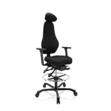 Black Counter chair RESISTIO WORK with headrest, foot ring and five-caster base by hjh OFFICE – 360-degree view (front three-quarter view 40°)