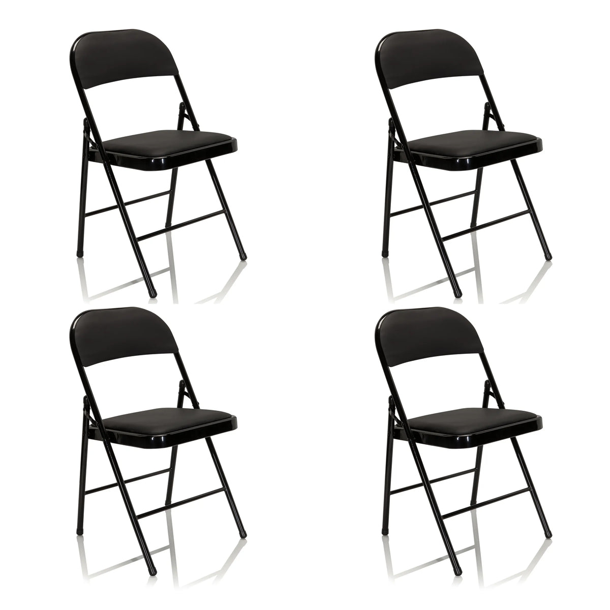 Set of four black TUDELA folding chairs by hjh OFFICE