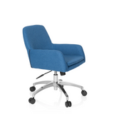 Blue Home Office Chair SHAKE 400 with armrests and five-caster base by hjh OFFICE – 360-degree view (front three-quarter view 60°)