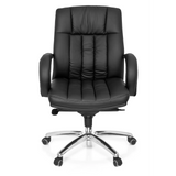 Black Swivel Chair XXL G 100 with quilted upholstery and five-caster base by hjh OFFICE – 360-degree view (front view 0°)