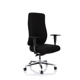 Black Professional Office Chair FORCOM with armrests and five-caster base by hjh OFFICE – 360-degree view (front three-quarter view 40°)
