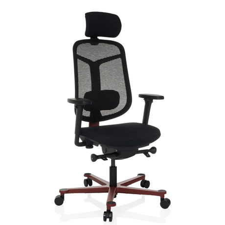High End Office Chair BICOLORE HIGH in black and red with mesh backrest and headrest by hjh OFFICE