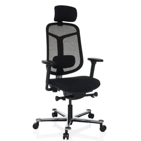 High End Office Chair BICOLORE HIGH in black with mesh backrest and silver base by hjh OFFICE