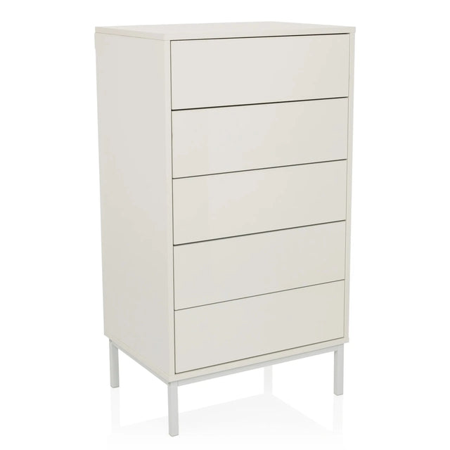 White Chest of drawers BJORDAL with five drawers and slim metal feet by hjh LIVING