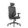 Home Office Chair BLACORE in black with mesh backrest, headrest and armrests by MyBuero