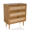 Chest of drawers BOHEO K made of oak with three drawers and Vienna rattan fronts by hjh LIVING