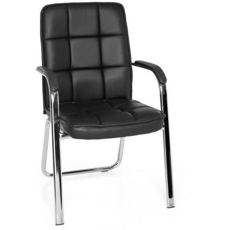 Black guest chair BORNE with quilted upholstery and chrome sled base by hjh OFFICE