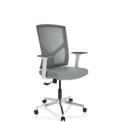 Grey Home Office Chair BRETON BASE W with mesh backrest and silver base by hjh OFFICE