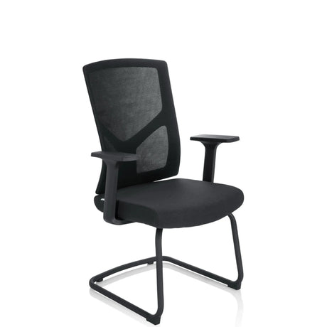 Black Cantilever chair BRETON V B with mesh backrest and armrests by hjh OFFICE
