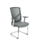 Grey Cantilever chair BRETON V W with mesh backrest, armrests and sled base by hjh OFFICE