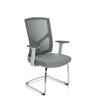 Grey Cantilever chair BRETON V W with mesh backrest, armrests and sled base by hjh OFFICE