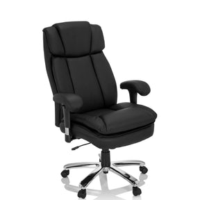 Swivel Chair BUILDER XXL I in black faux leather with armrests and five-star base by hjh OFFICE