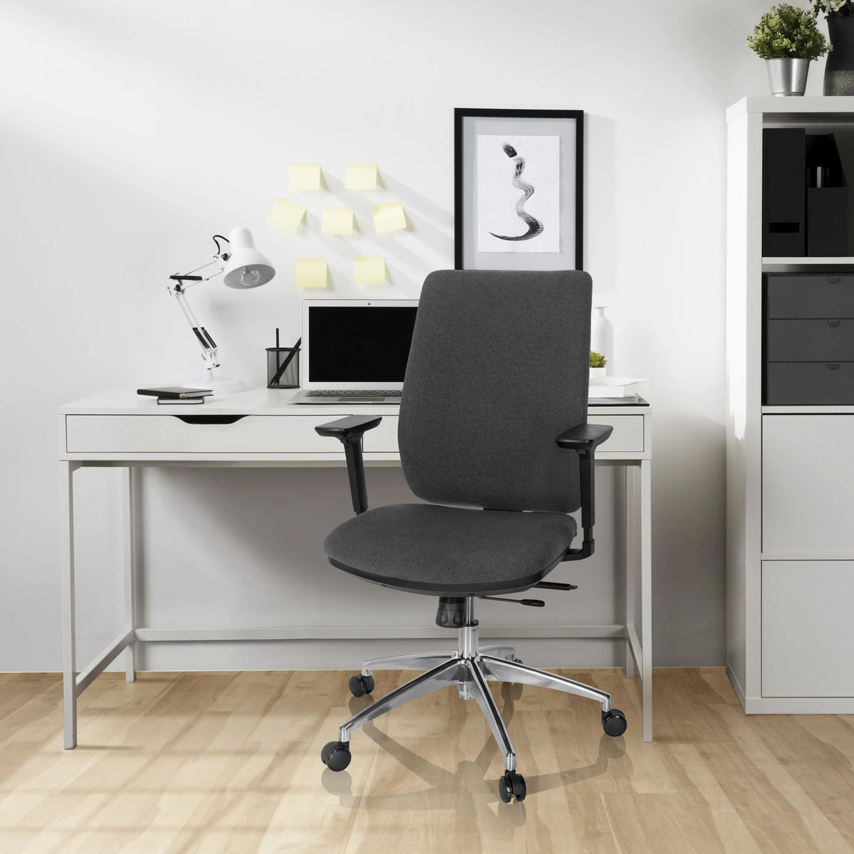 Dark grey Professional Office Chair INTEGRIO I with armrests and five castors by hjh OFFICE