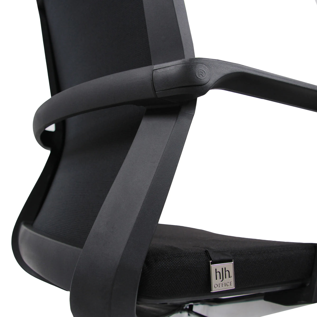Armrest and seat edge with logo of the MOVE-TEC 3D Professional Office Chair in black by hjh OFFICE