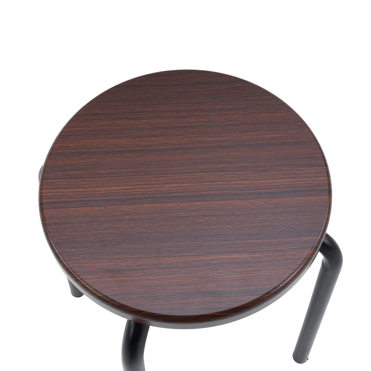 Round walnut-look seat of the stool ALRANDA by hjh LIVING