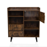 Chest of drawers MYRDAL in brown and black with two drawers and one open compartment by hjh LIVING