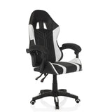 Black and white Gaming chair GAMEBREAKER W02 with a five-caster base by MyBuero – 360-degree view (front three-quarter view 45°)