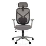 Grey High End Office Chair CASSILIS W with mesh back and five-caster base by hjh OFFICE – 360-degree view (front view 0°)