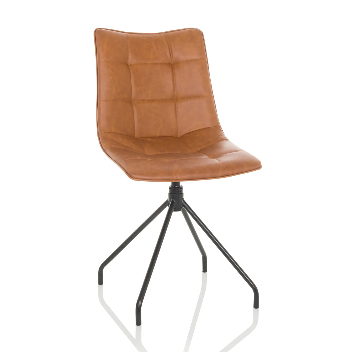 Brown Upholstered chair TARVISO PU with stitching and four-legged frame by hjh OFFICE – 360-degree view (front view 15°)