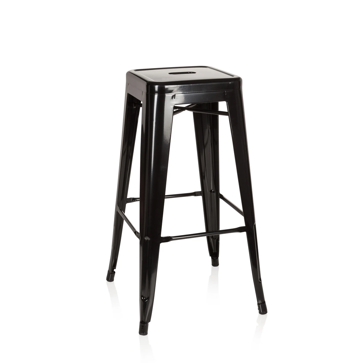 Black Bar stool VANTAGGIO HIGH with square seat and struts by hjh OFFICE – 360-degree view (front view 20°)